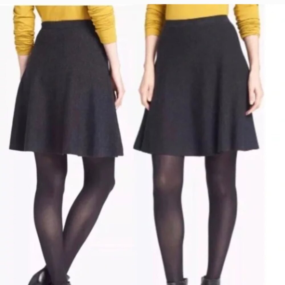 Classic A-Line Dark Grey Merino Wool Skirt